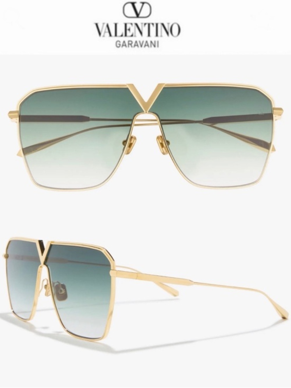 Valentino Garavani Aviator Metal Sunglasses Unisex VLS-137C134 134mm  V-Bridge